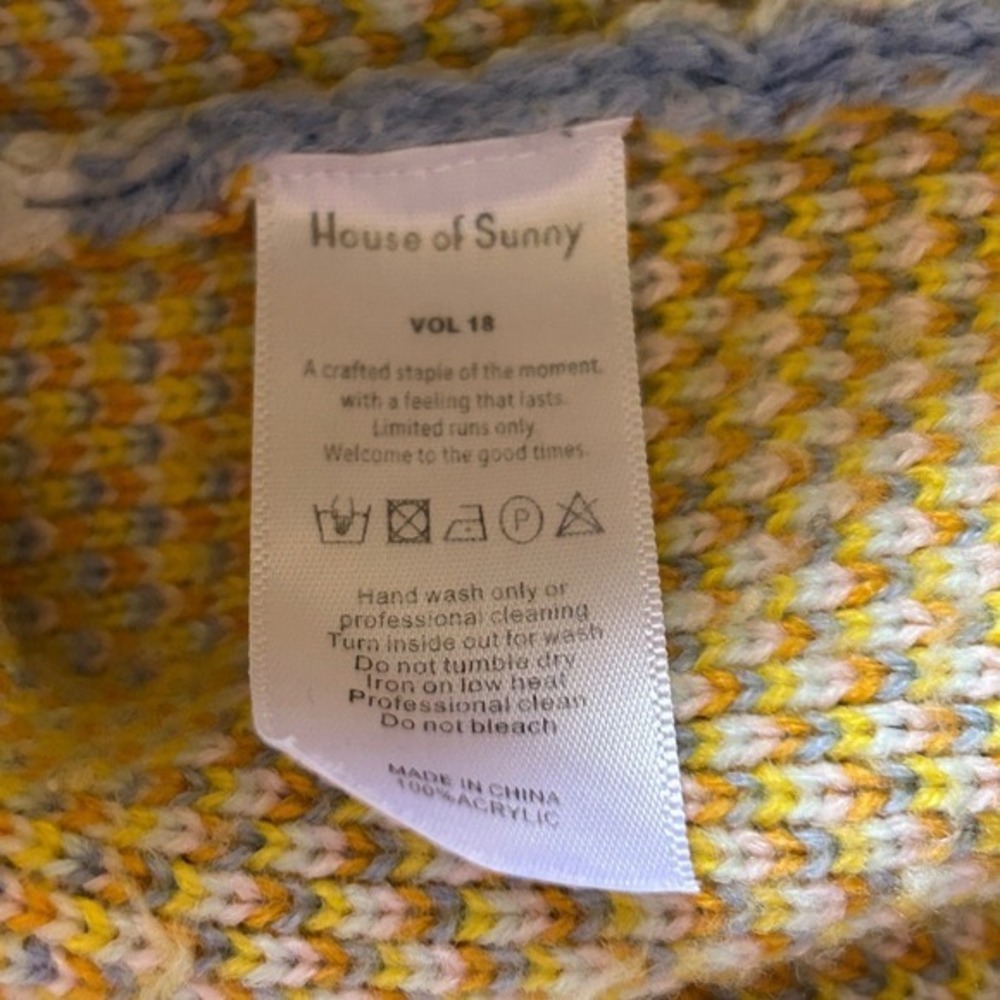House of Sunny Mushroom Cardigan Smiley Daisy Knit Crop Sweater UK 8 - Picture 7 of 8
